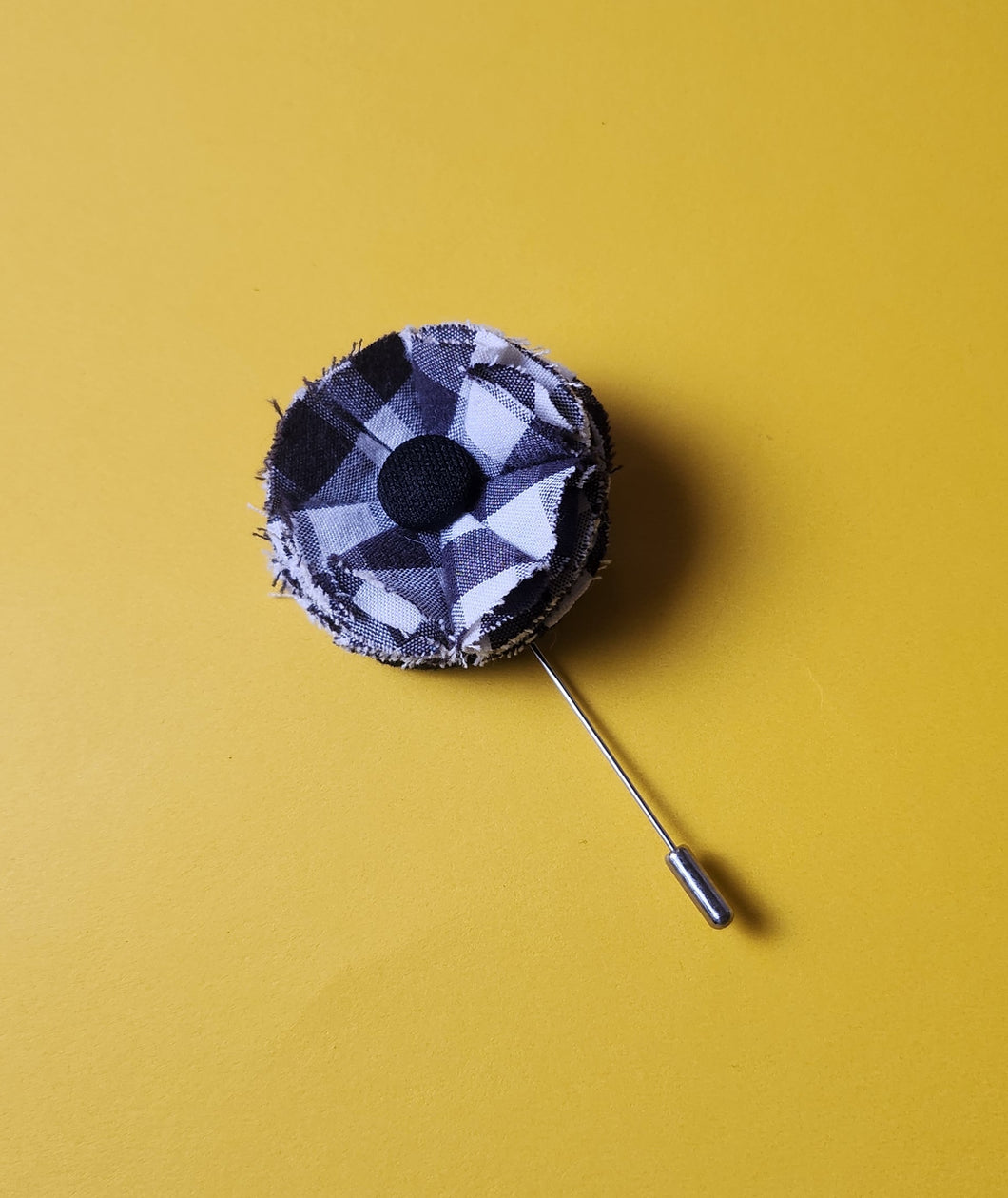 B & W Plaid with black button