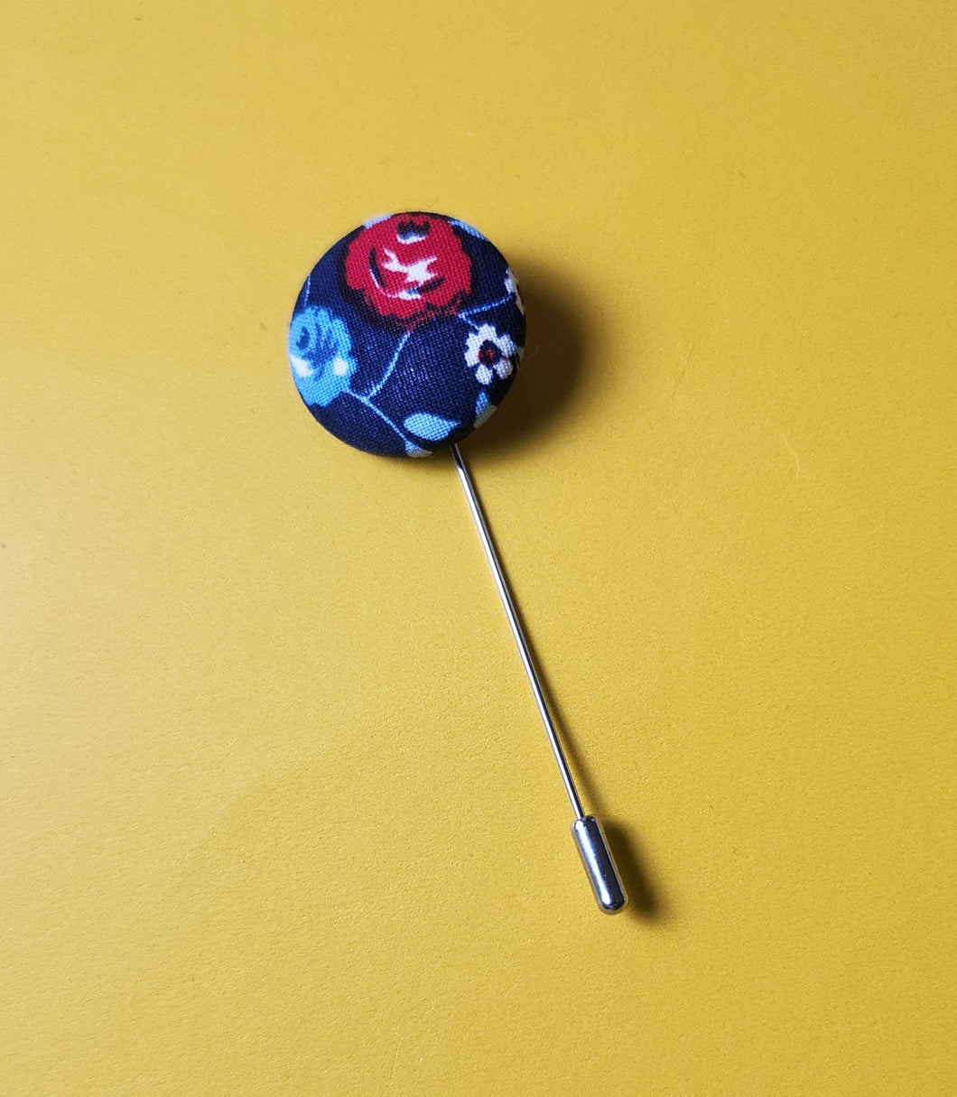 Red and shades of Blue Floral Pin