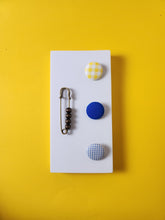 Load image into Gallery viewer, J-Styles Button Lapels and Safety Pin w/Brown Wooded Beads
