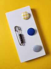 Load image into Gallery viewer, J-Styles Button Lapels and Safety Pin w/Brown Wooded Beads
