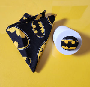 Batman Pocket Square and Button Lapel Pin