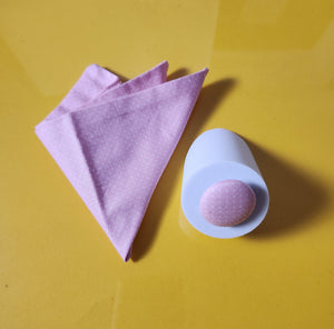 Pink Polka-dot Pocket Square and Button Lapel Pin