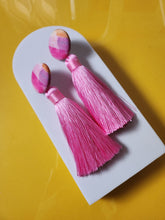 Load image into Gallery viewer, Pink Tassel Earrings
