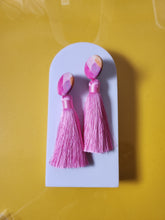 Load image into Gallery viewer, Pink Tassel Earrings
