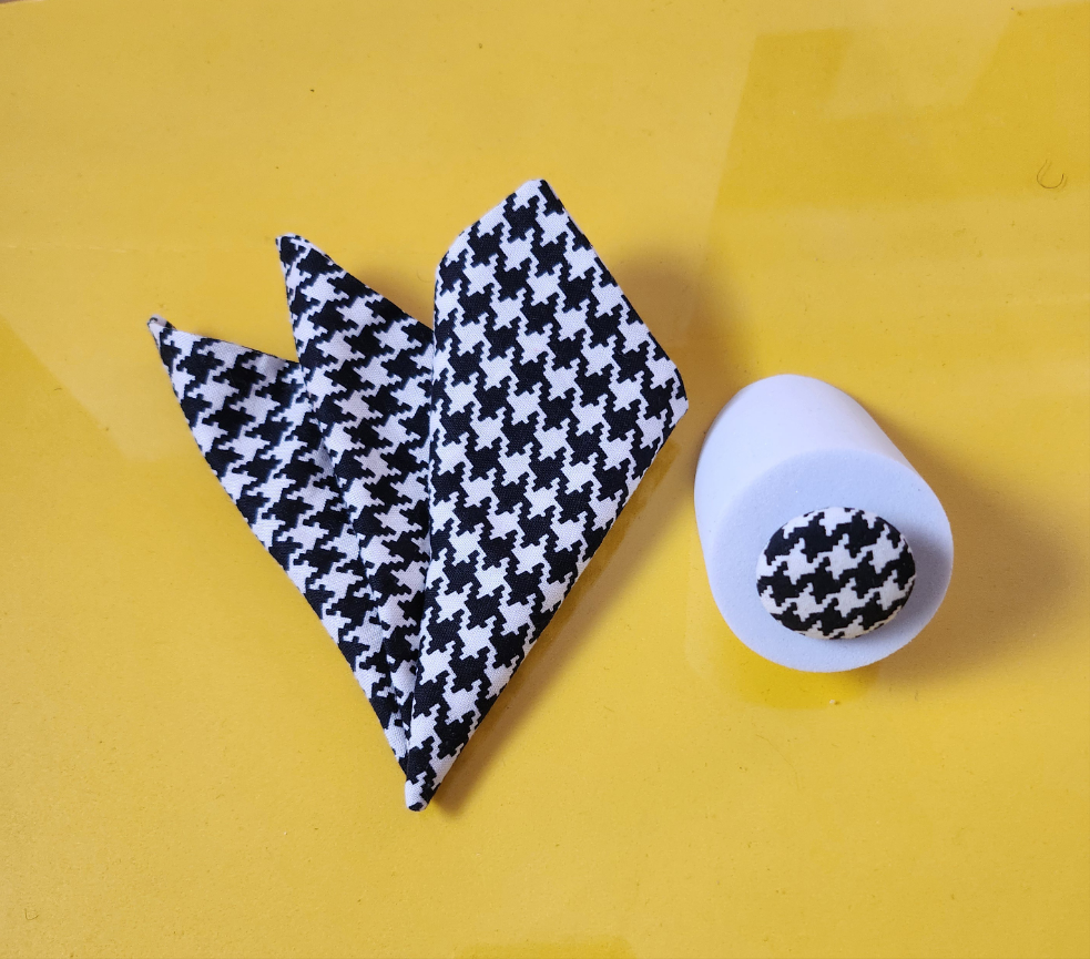 B&W Houndstooth Pocket Square and Lapel Pin