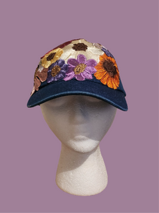 Denim Floral Embroidery Cap