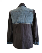 Load image into Gallery viewer, Oversized Gray Stripped Denim Vest Blazer
