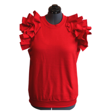 Load image into Gallery viewer, Red Sleeveless Ruffle Sweatshirt
