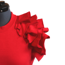 Load image into Gallery viewer, Red Sleeveless Ruffle Sweatshirt
