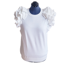 Load image into Gallery viewer, White Ruffle Sleeveless Sweatshirt

