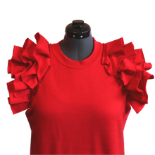Load image into Gallery viewer, Red Sleeveless Ruffle Sweatshirt
