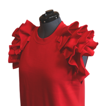 Load image into Gallery viewer, Red Sleeveless Ruffle Sweatshirt
