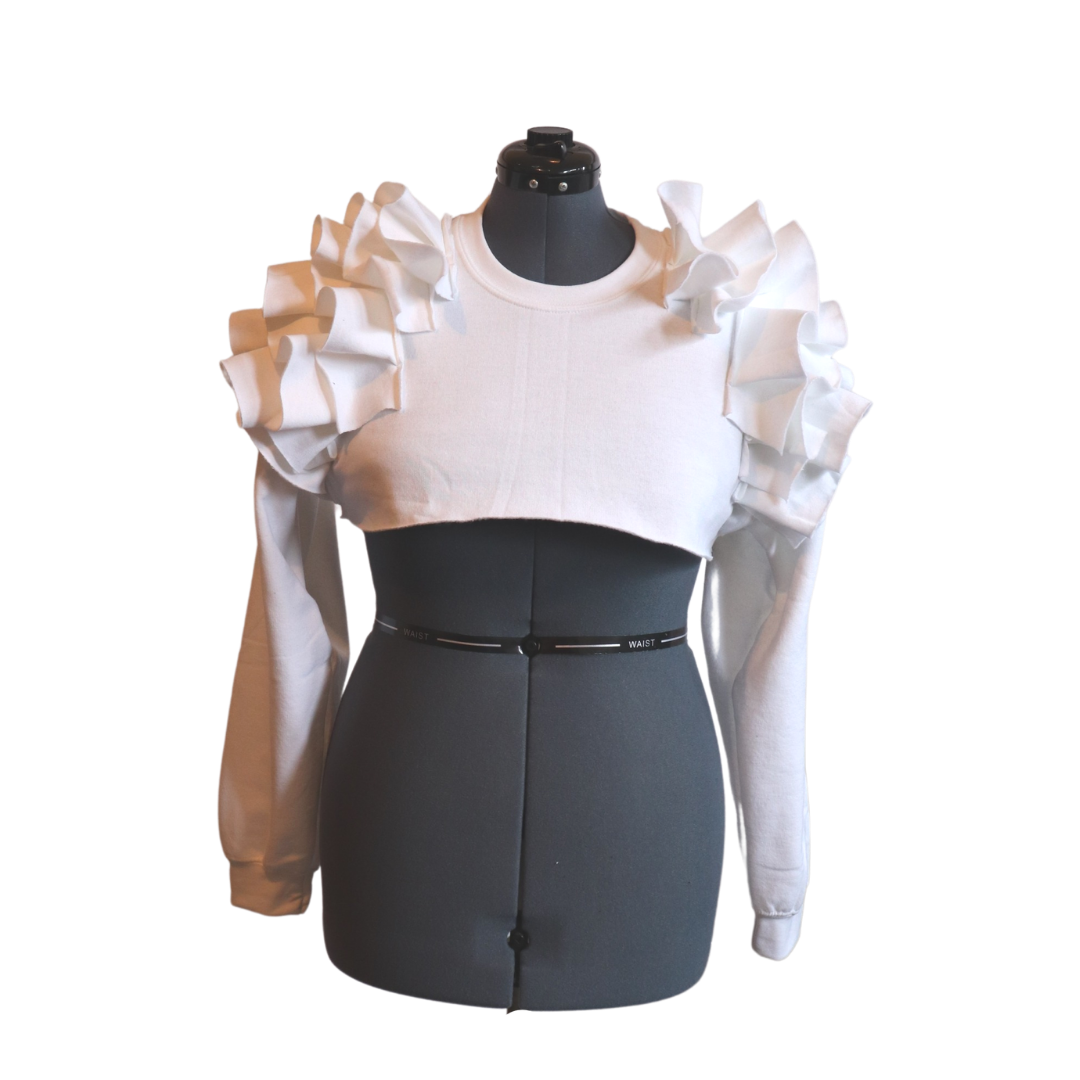 White frill sweatshirt online