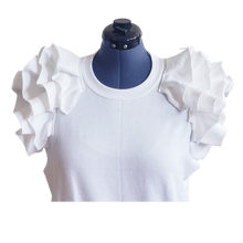Load image into Gallery viewer, White Ruffle Sleeveless Sweatshirt
