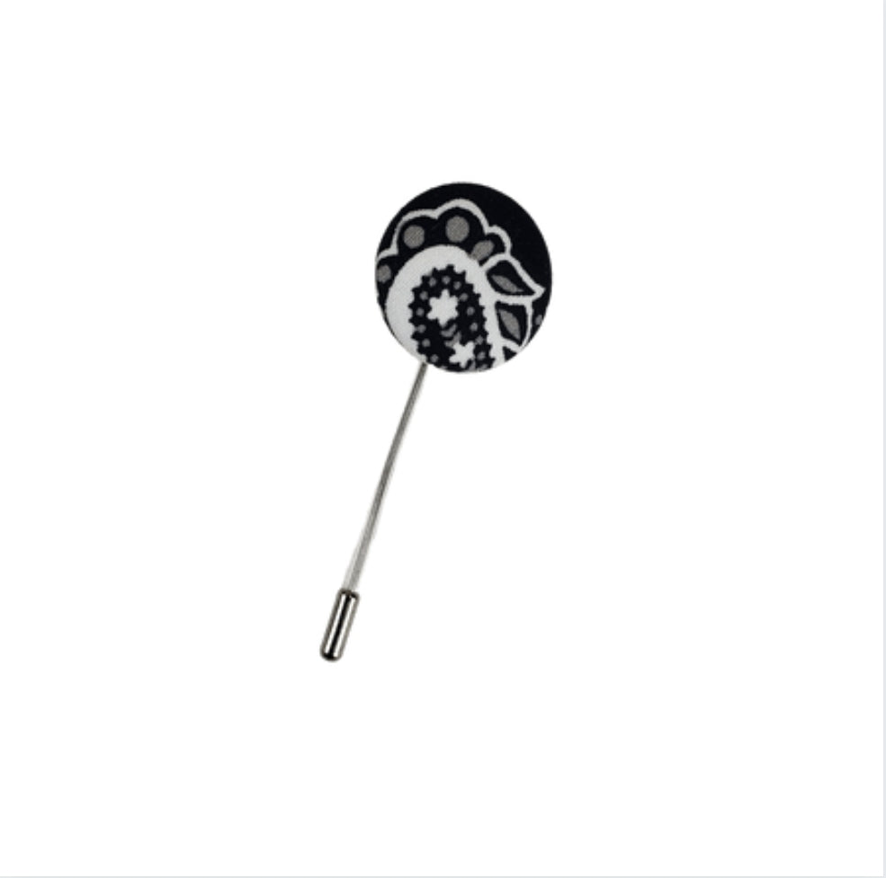 B & W Paisley Lapel Pin