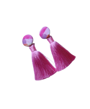 Load image into Gallery viewer, Pink Tassel Earrings
